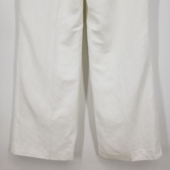 Nine West Neo Classic Pant 16 Straight Wide Leg Linen Blend High Rise White NWT - Picture 11 of 11